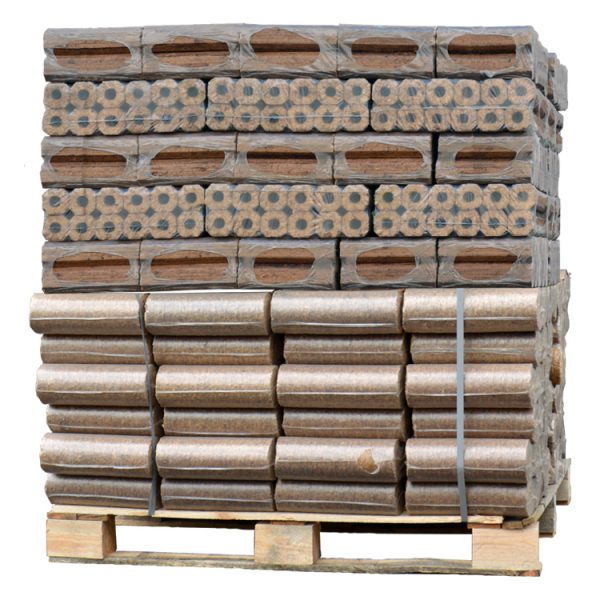 Palette Mixte de briquettes de bois Pini Kay + Nestro Mix (960Kg)